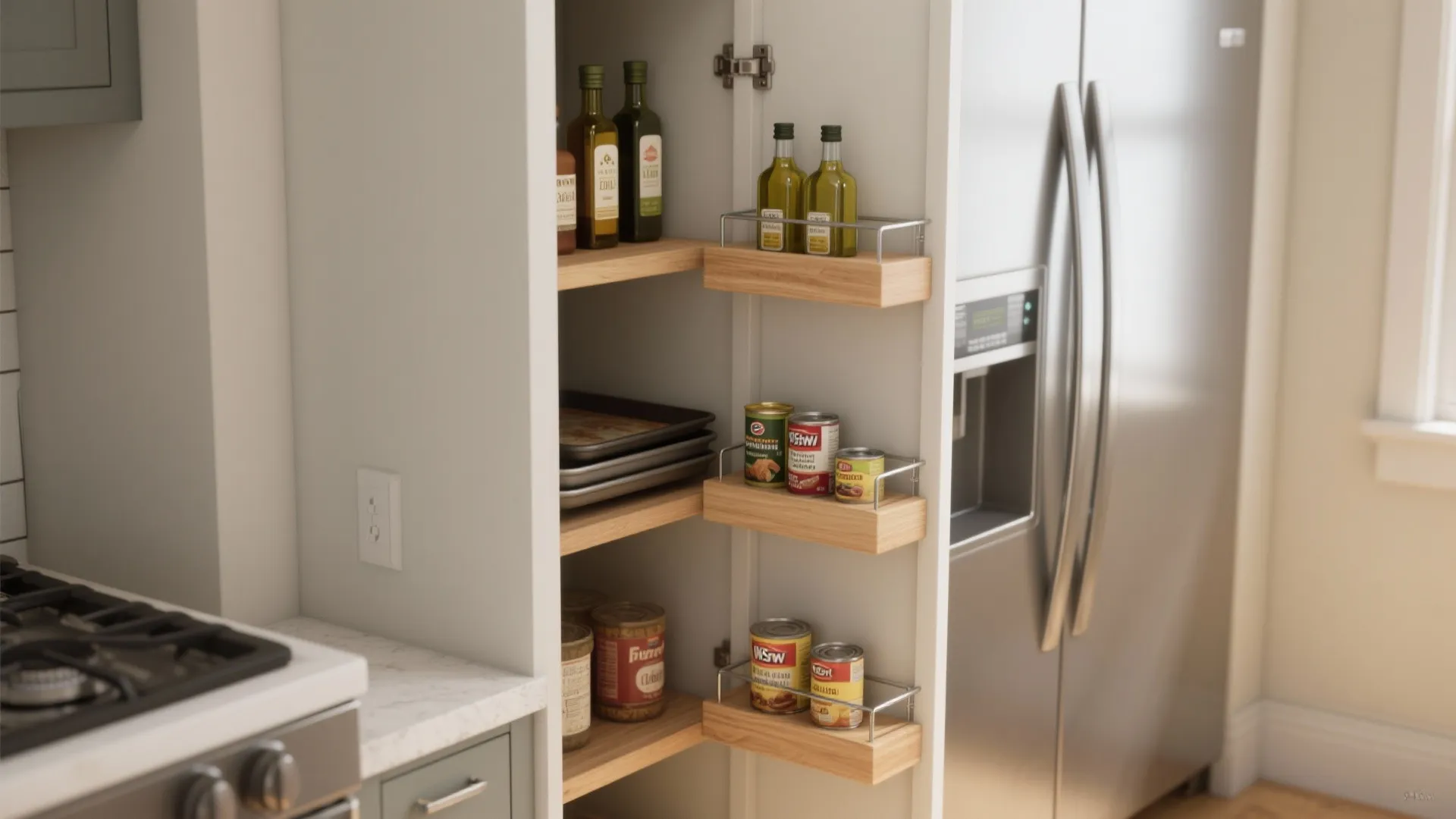 2. Vertical Slim Pantry for Narrow Spaces