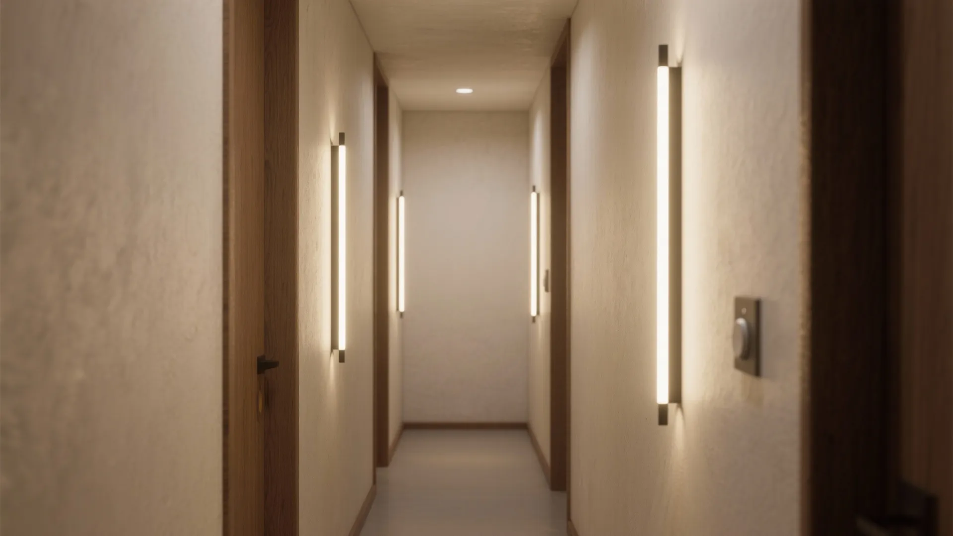 1. Slim vertical LED sconces for narrow corridors