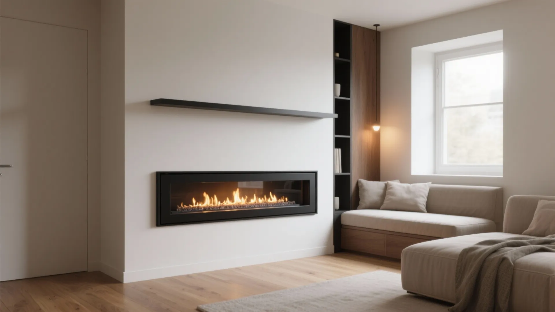 1. Slim wall-mounted electric fireplace