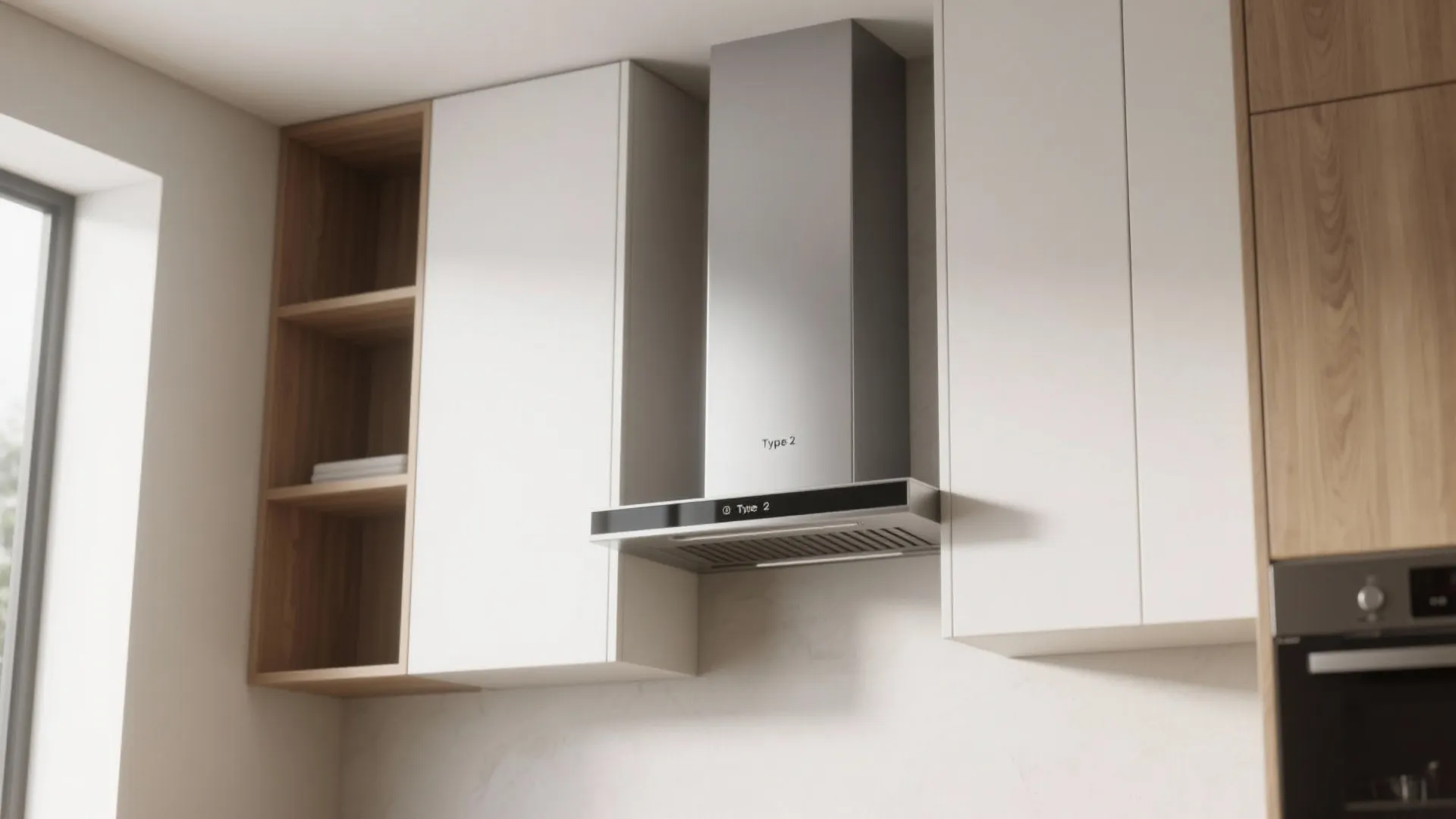 1. Slim wall-mounted Type 2 hood with integrated storage