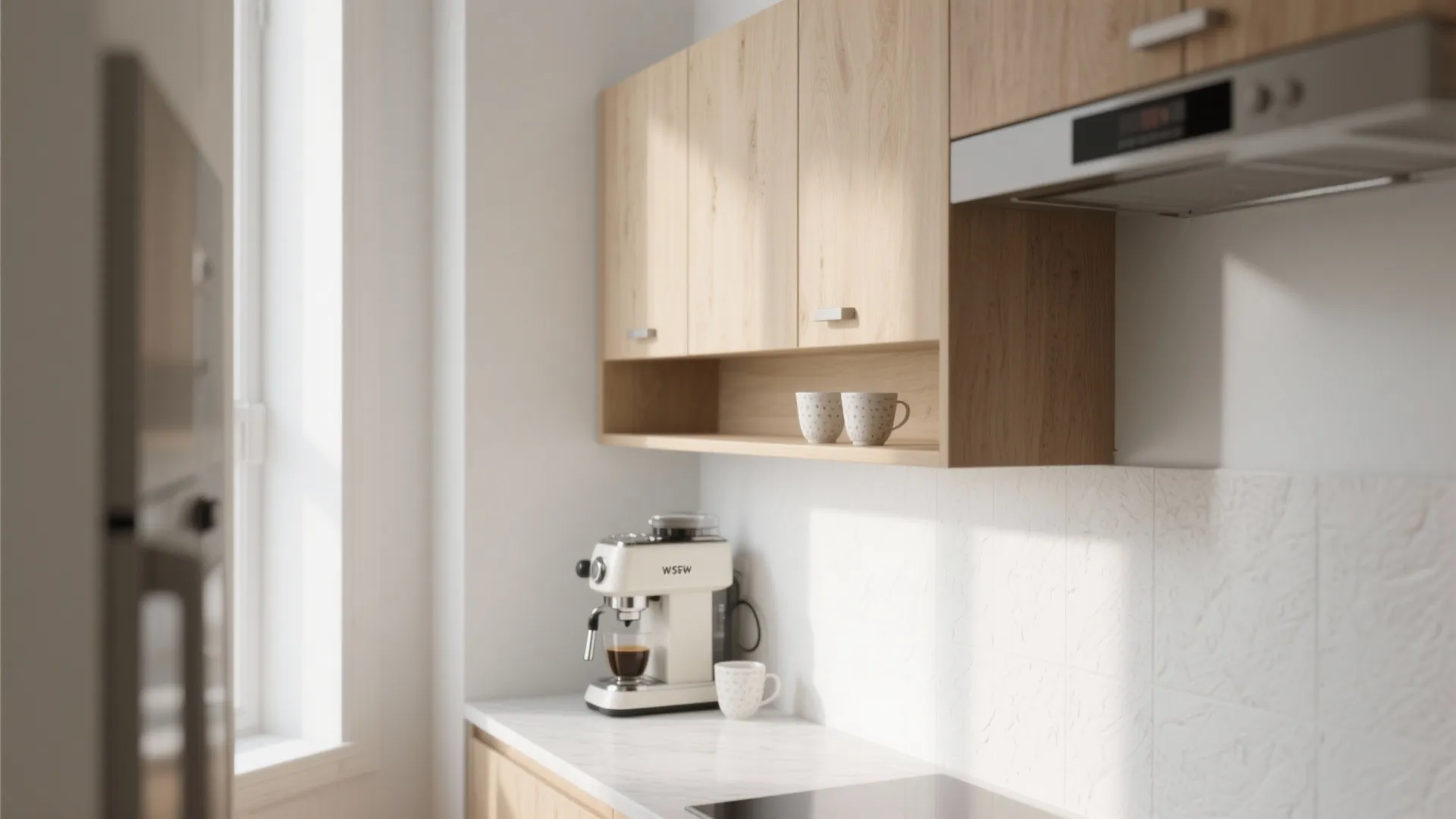 Slim wall-mounted hutch for narrow kitchens
