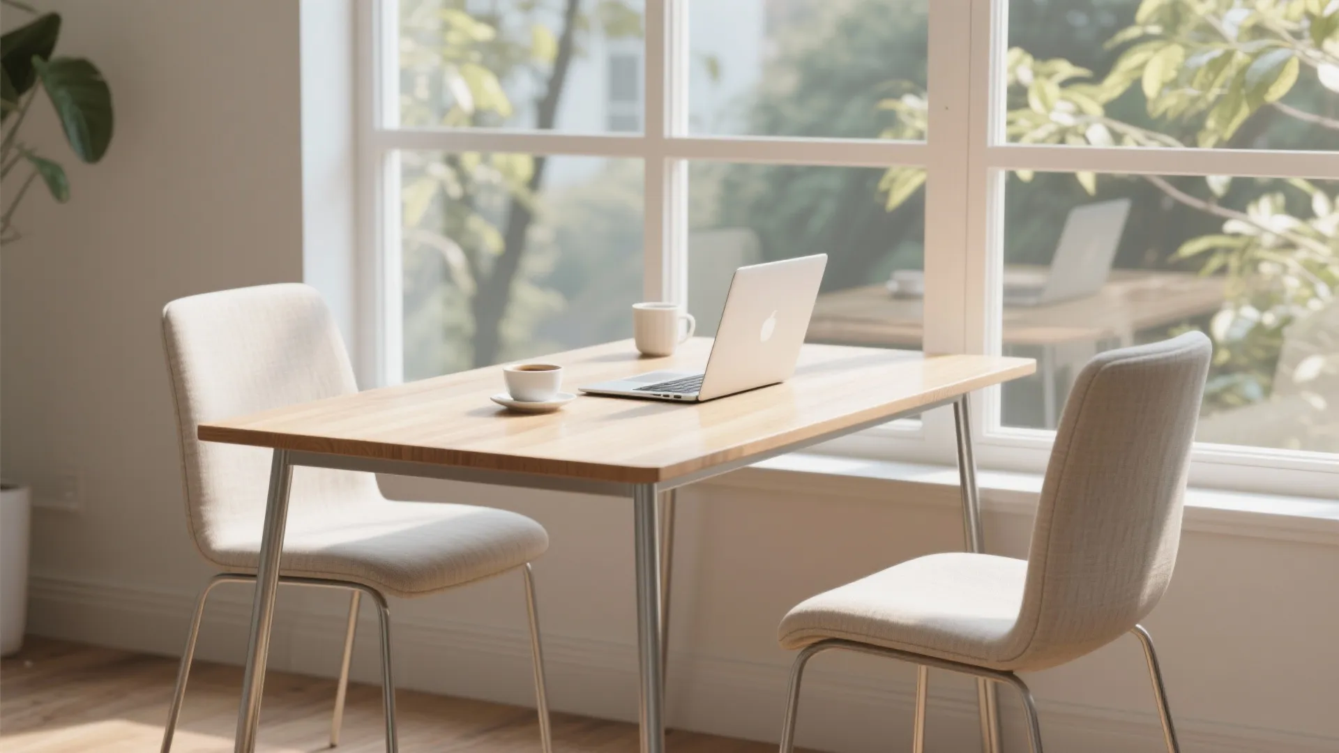 3. Slim Rectangular Table Against a Window