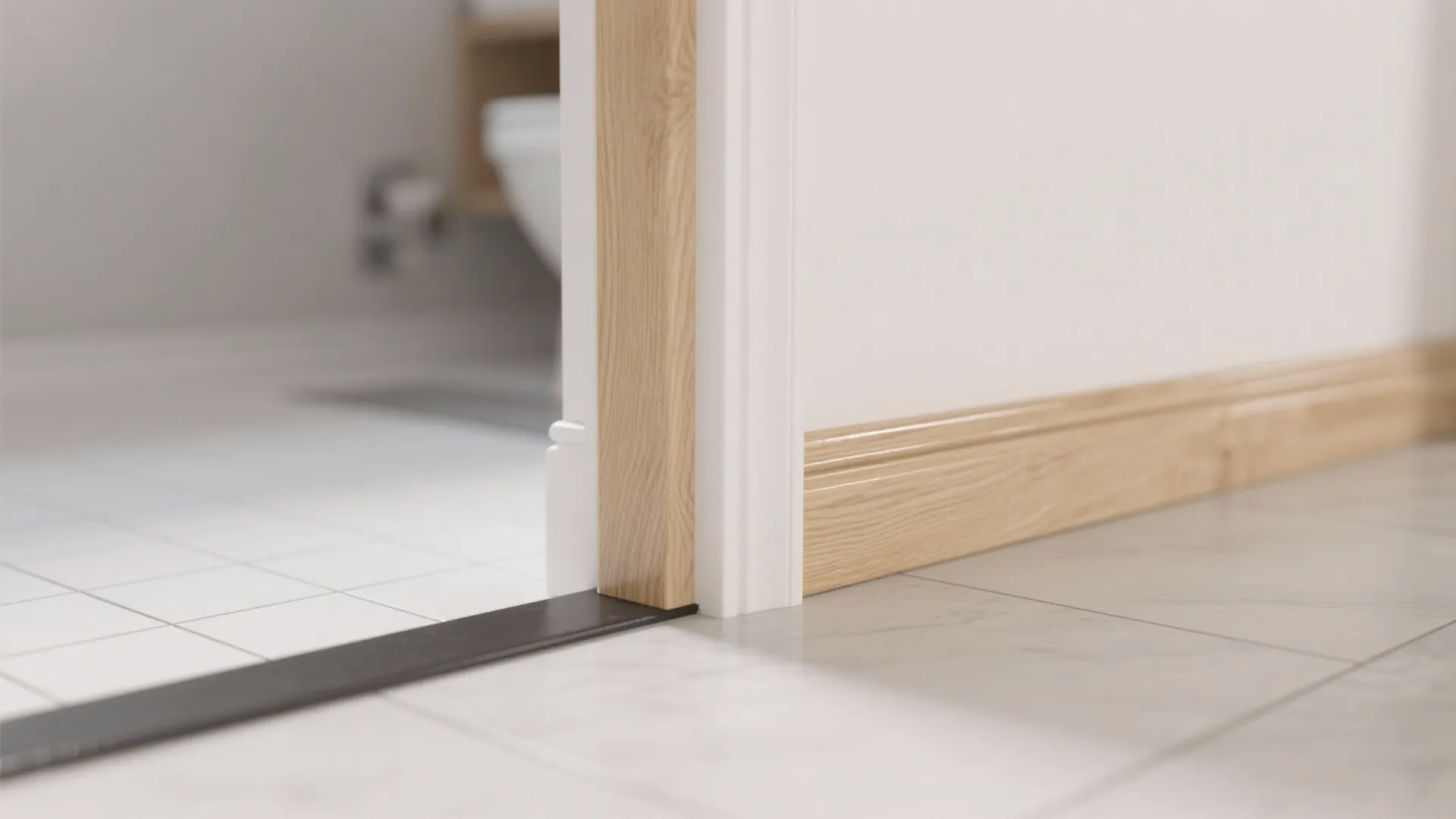 1) Slim-profile solid wood door with moisture-smart finish