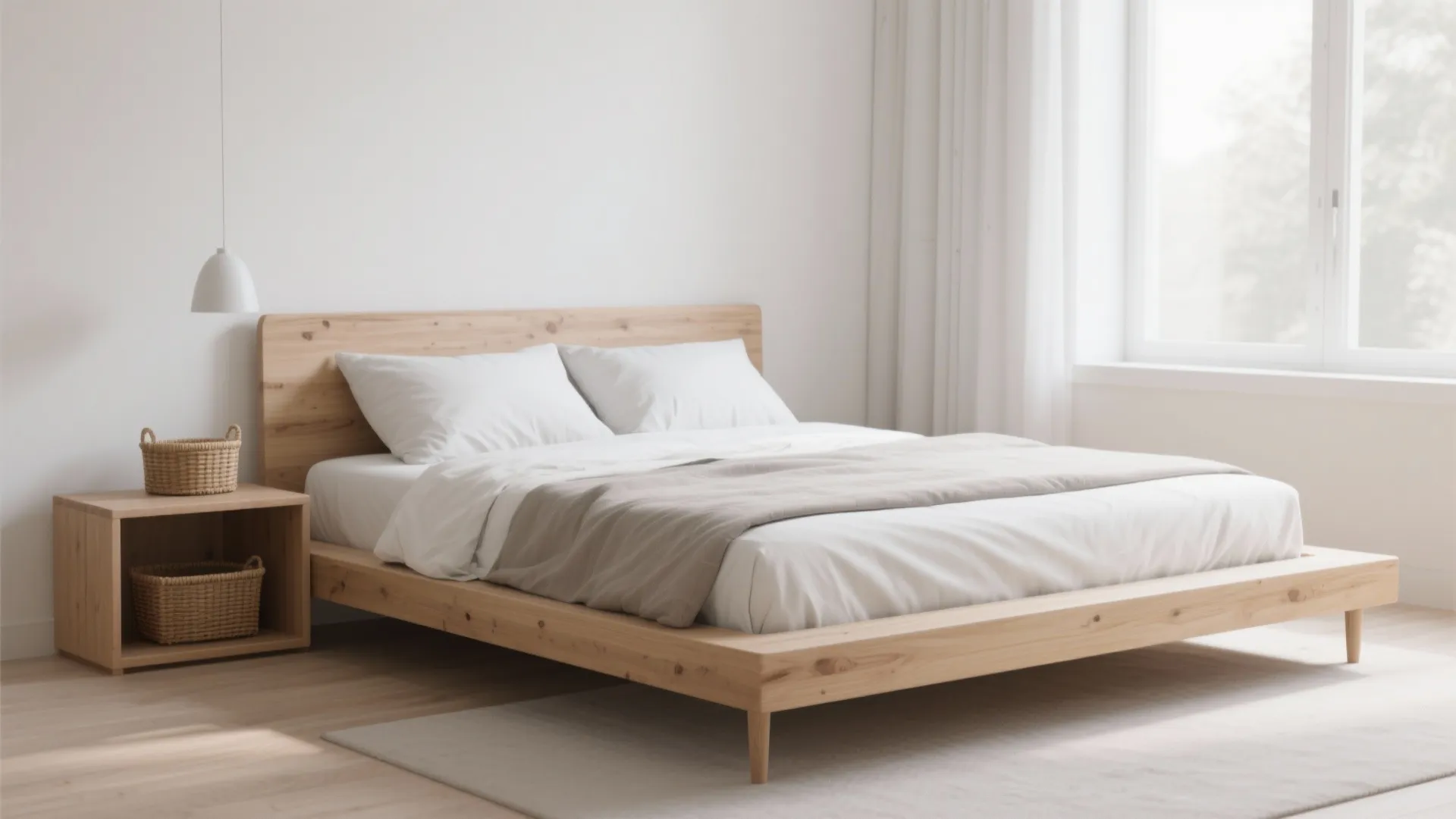 2. Slim wooden bench with open shelf