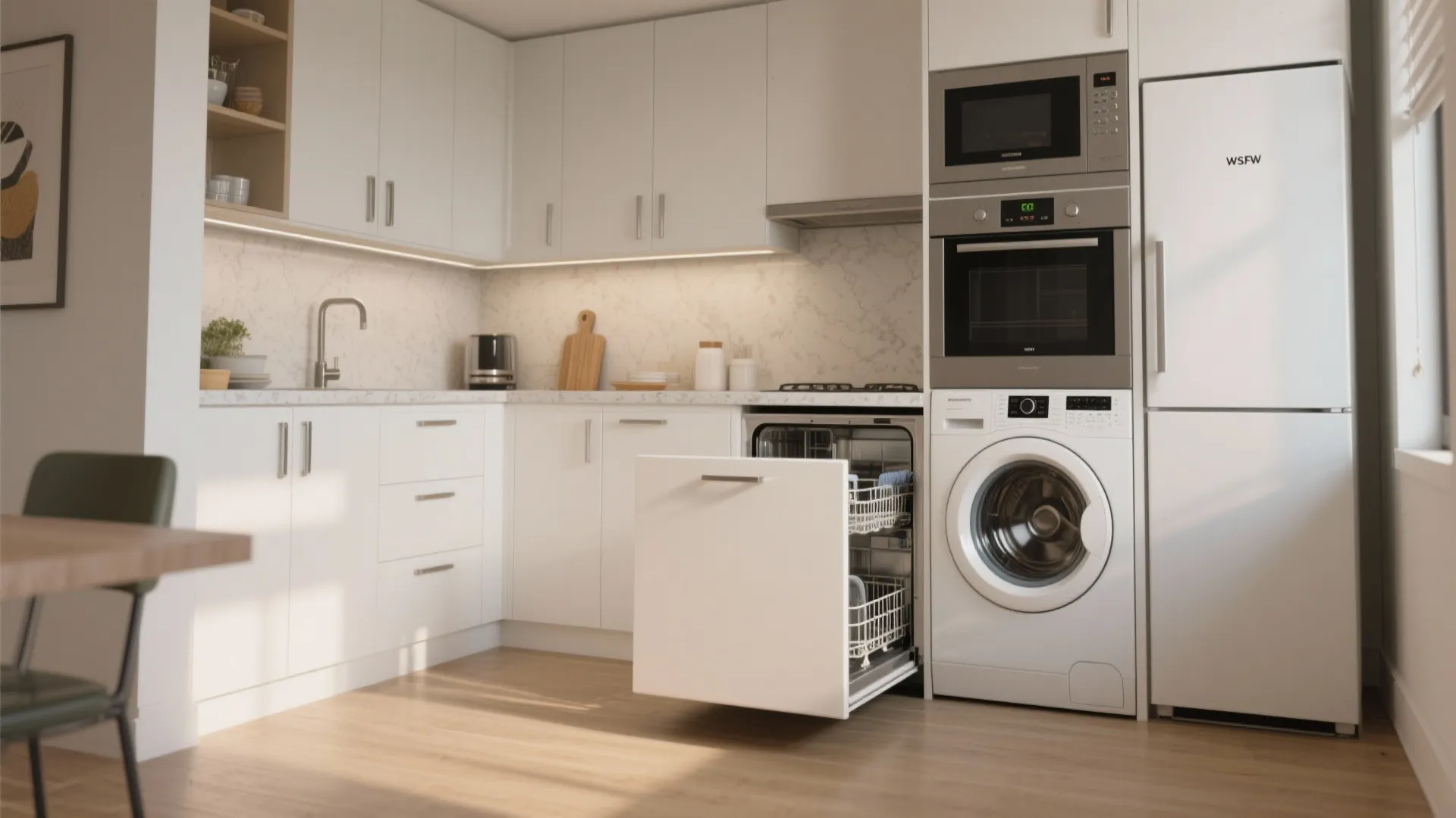 Slimline appliances and stacked functions