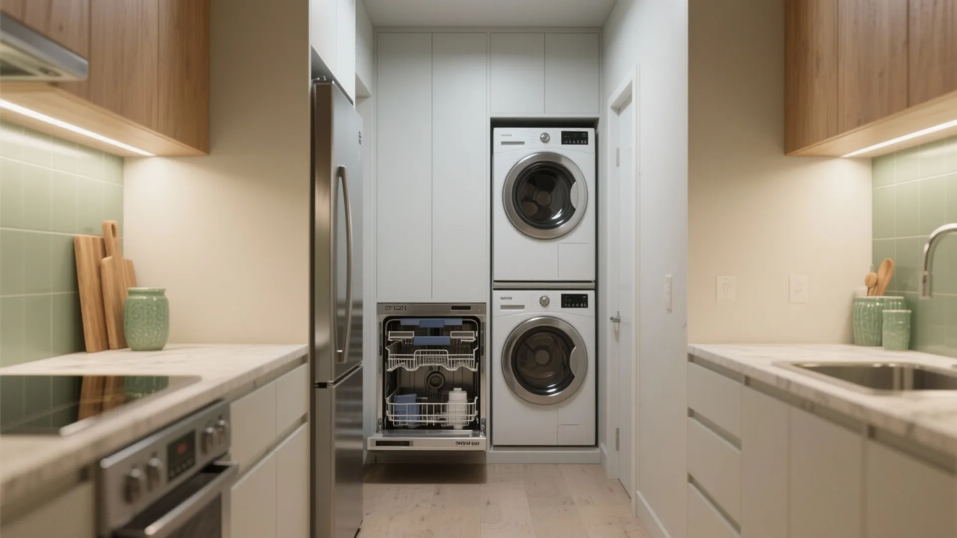 3. Choose slimline appliances and stacked layouts