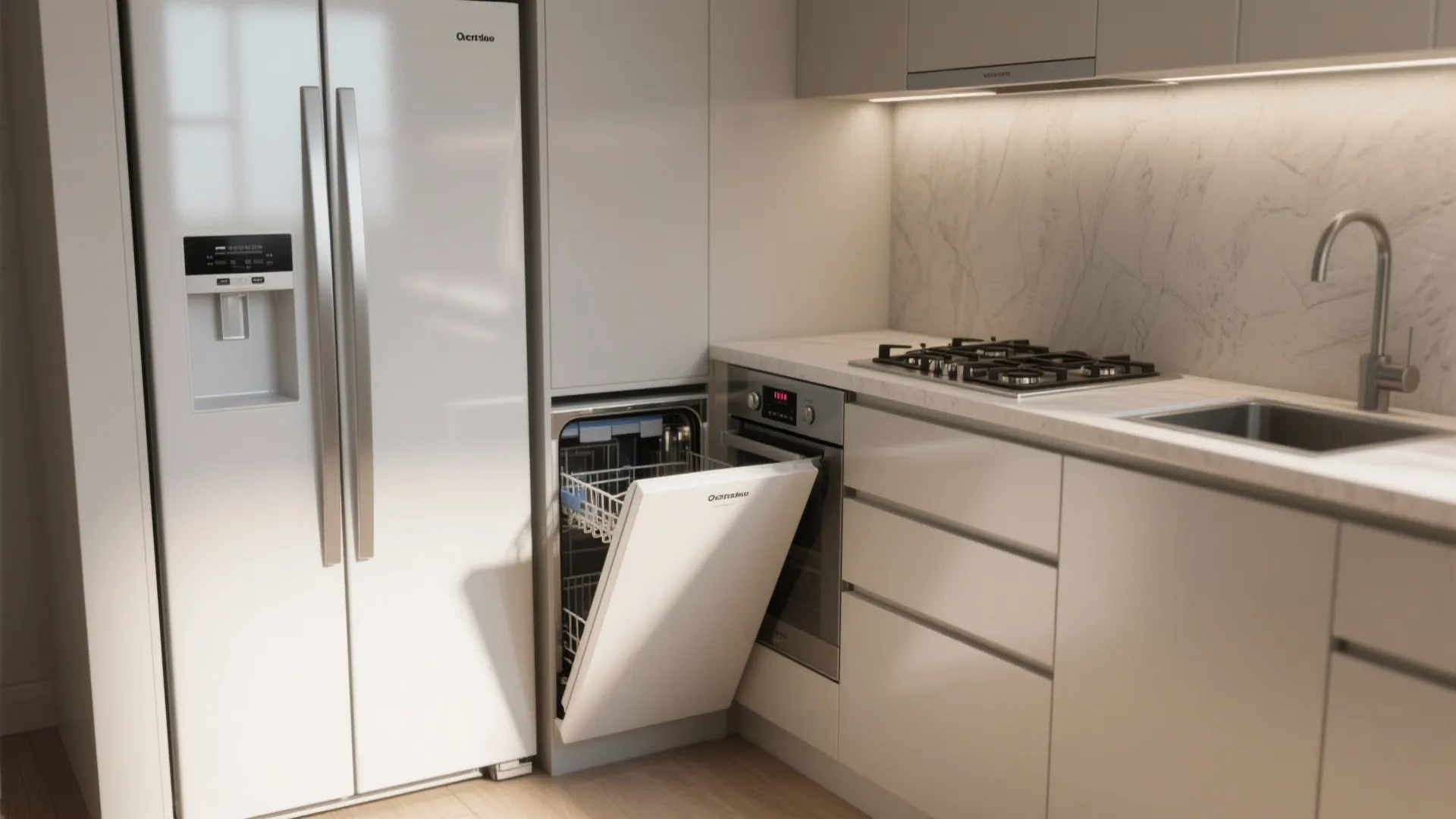 4. Slimline appliances and inset storage for a streamlined look