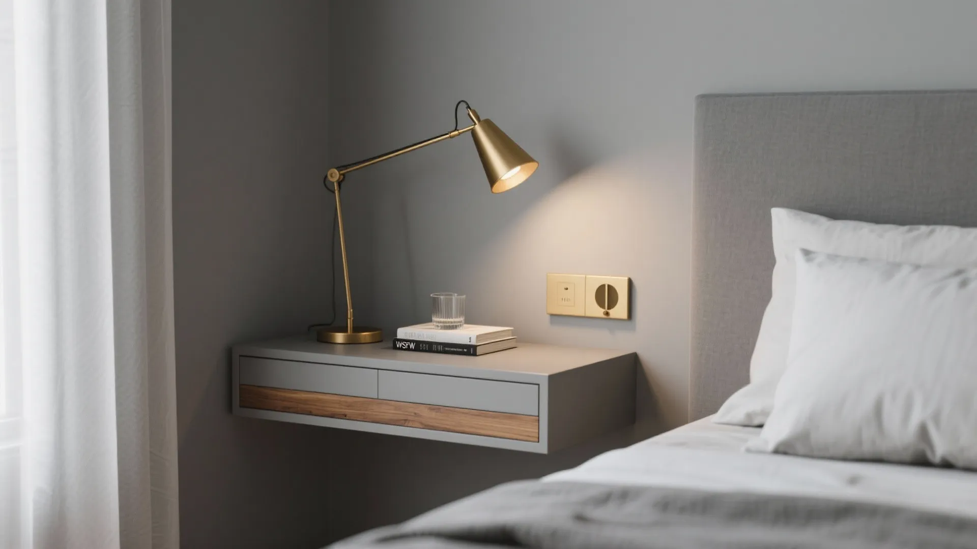 3. Slimline bedside units and wall-mounted lighting