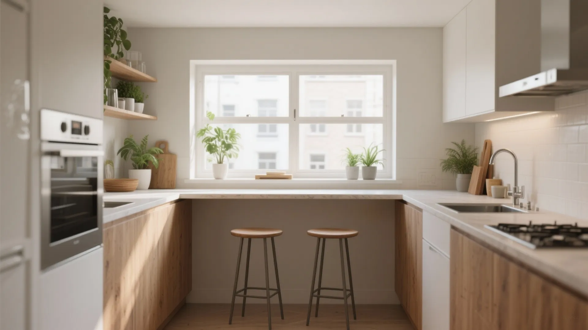 2. Slimline breakfast bar with stools