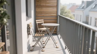 Cozy Balcony Design with Wood and Metal Accents
