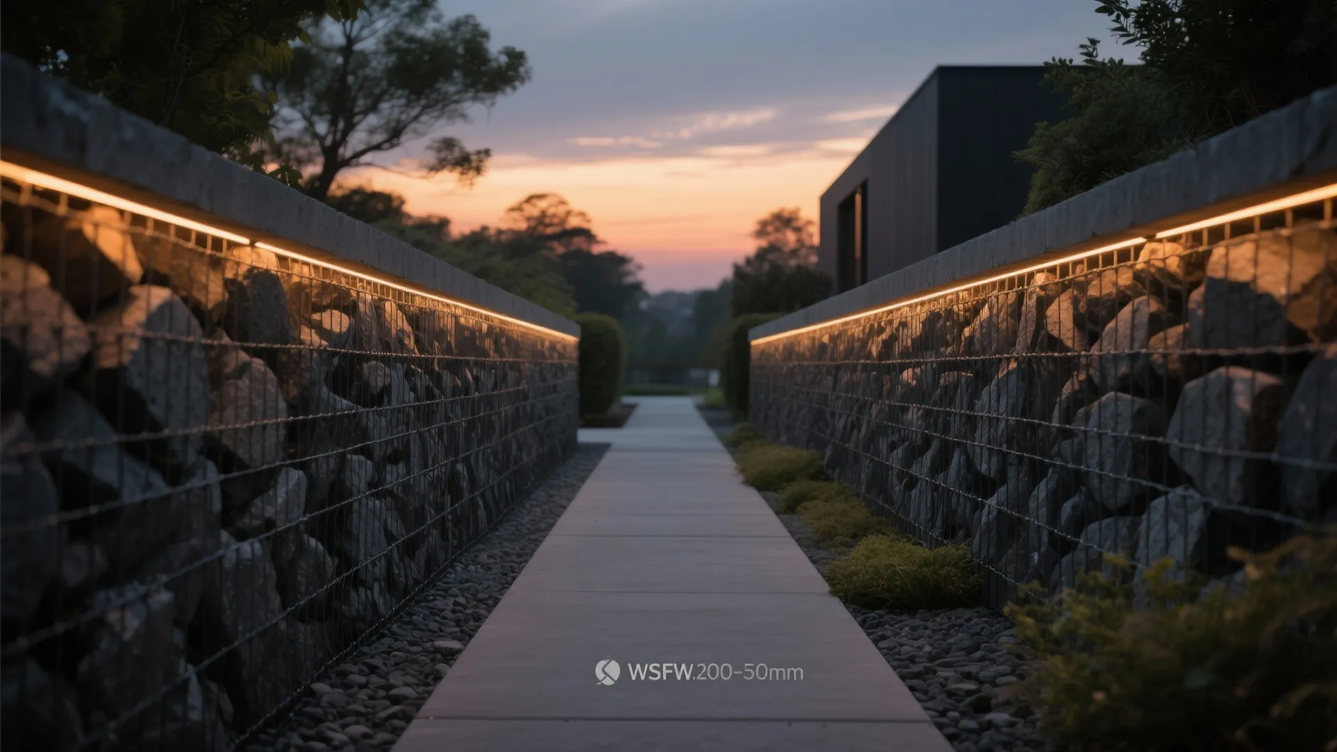 3) Slimline Gabions with Integrated Lighting