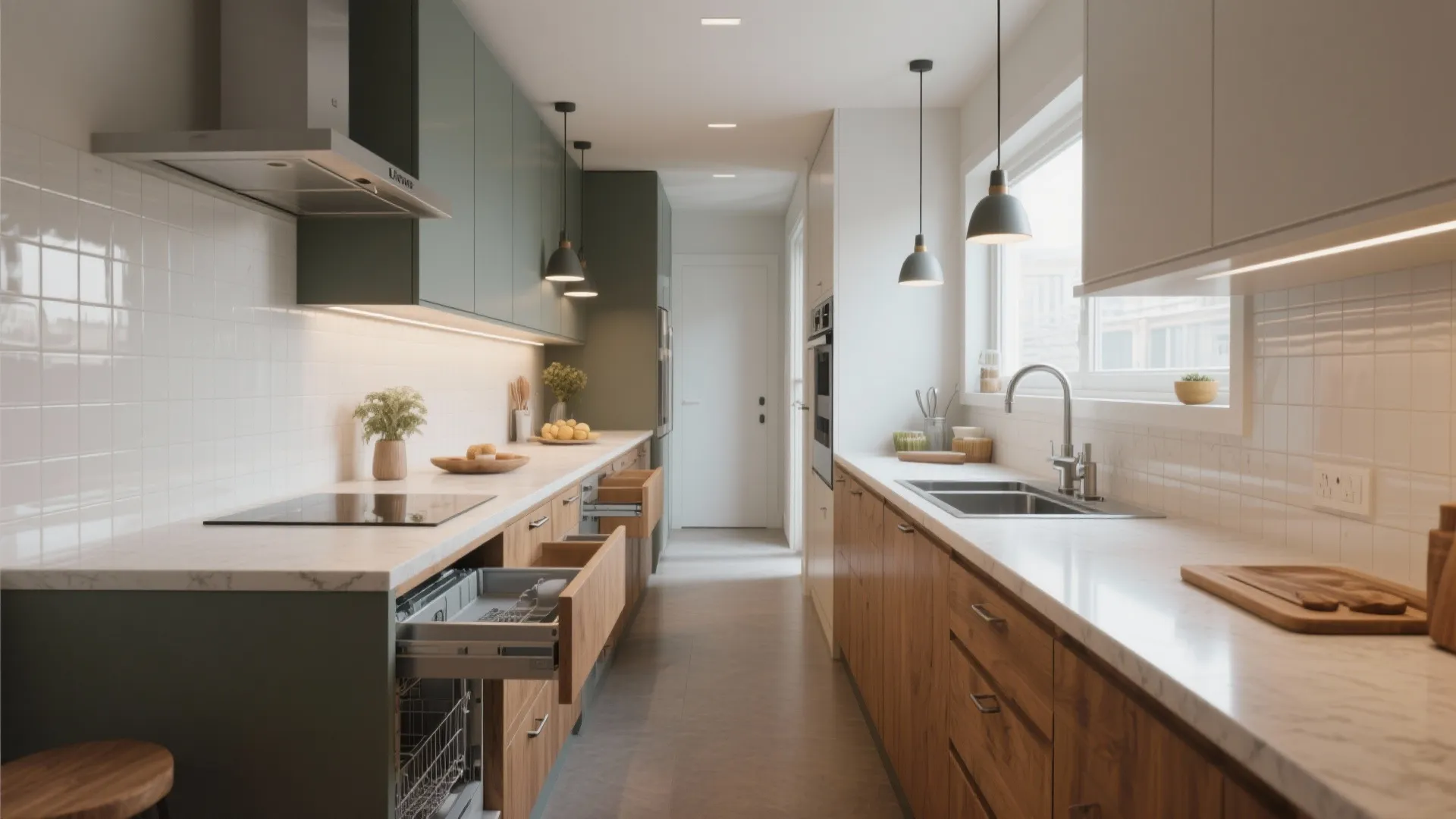 1. Slimline galley with multifunctional island