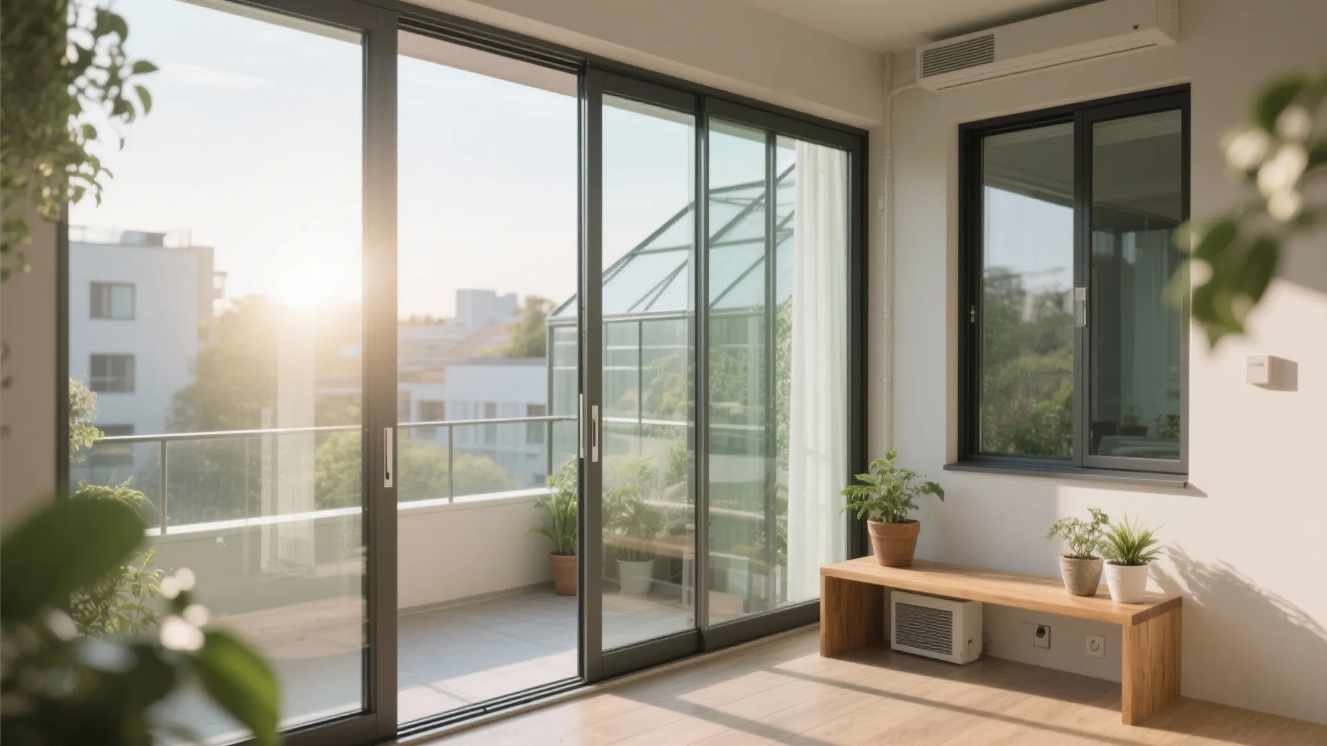 1) Slimline glazing for a greenhouse vibe