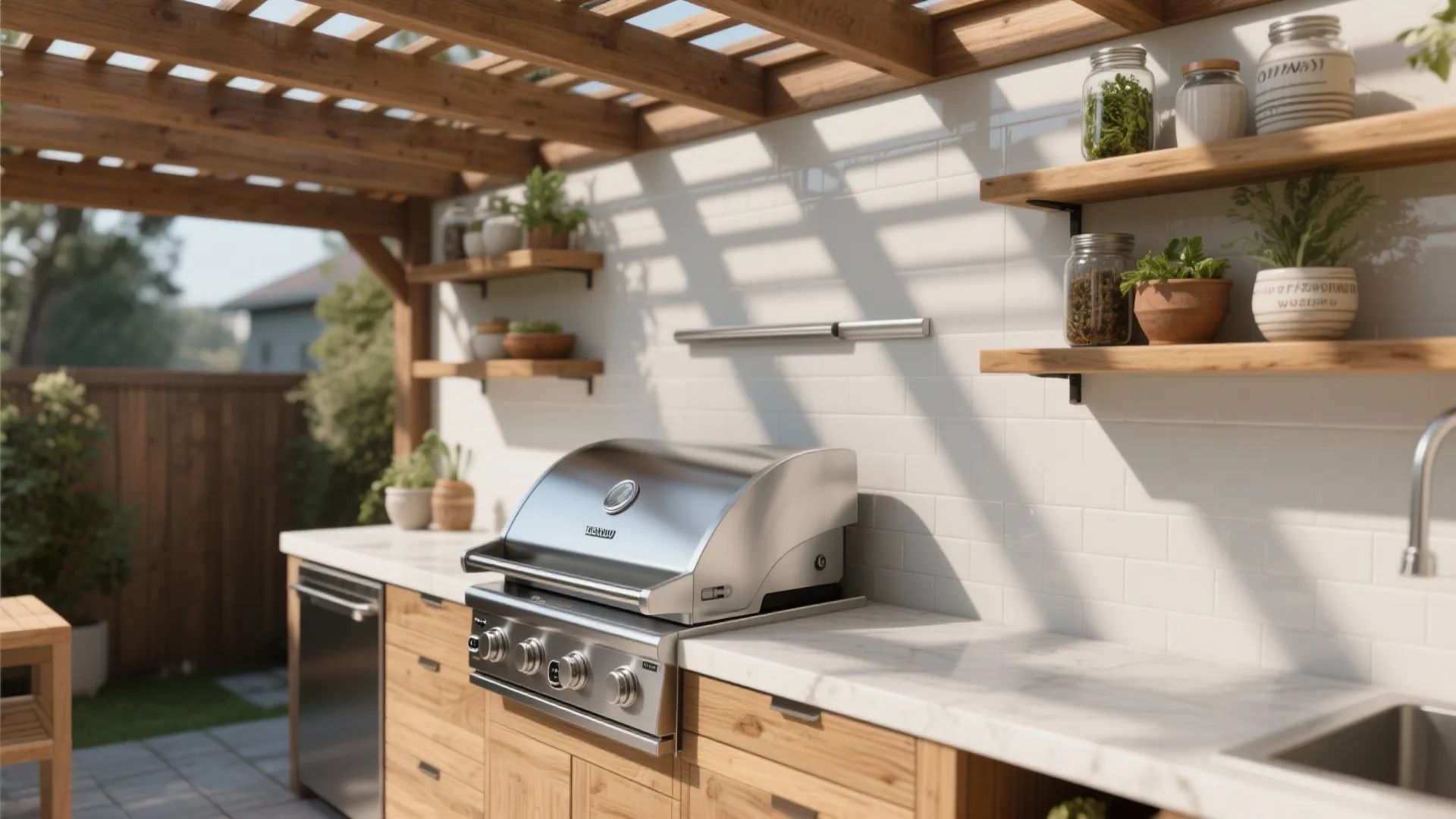 1. Slimline Grill Wall with Open Shelving