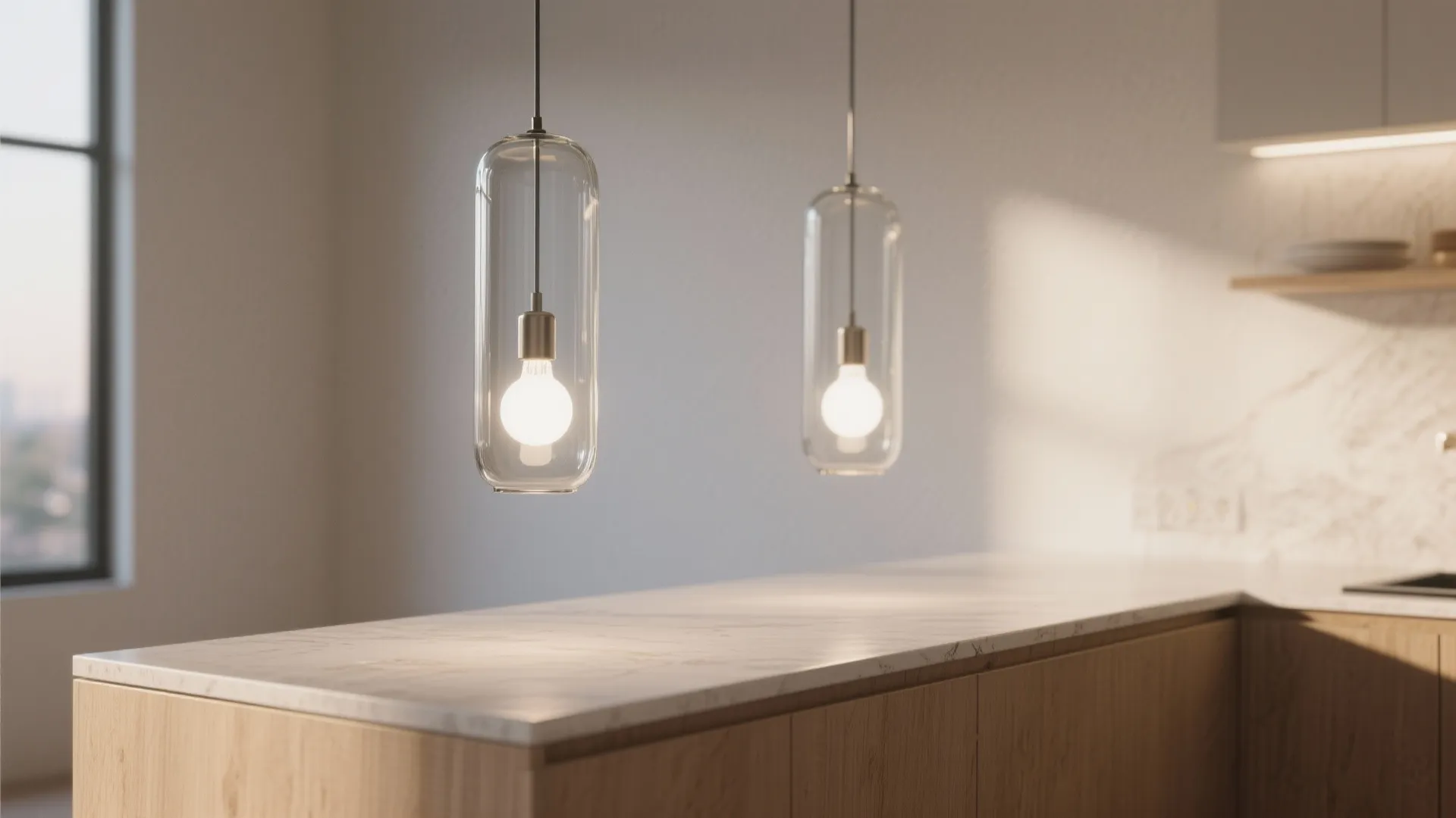 2. Slimline pendants for narrow islands or breakfast bars