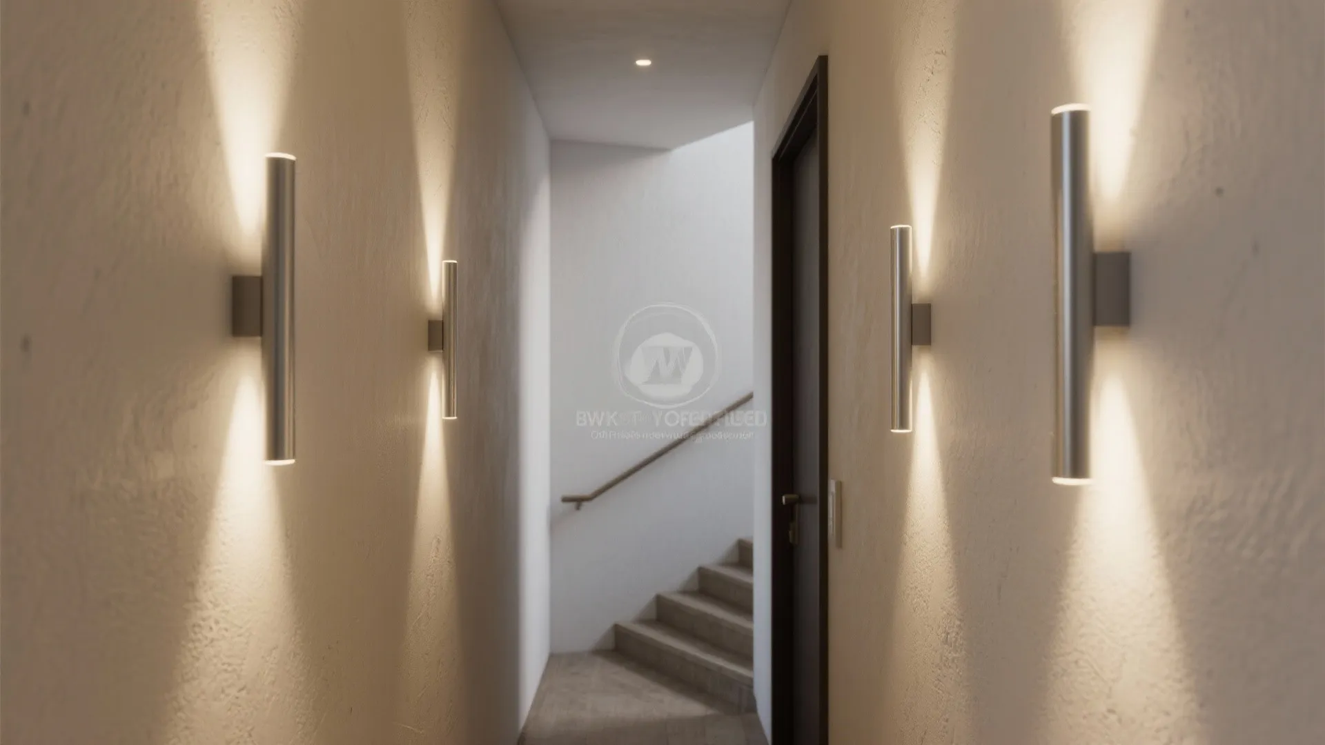 3) Slimline uplight/downlight sconces for vertical emphasis