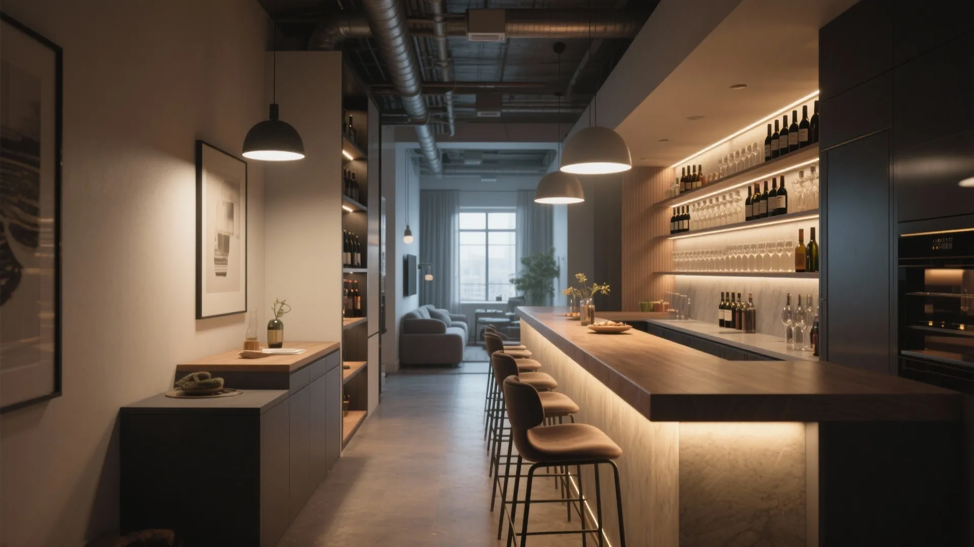 Slimline Wall Bar with Hidden Storage