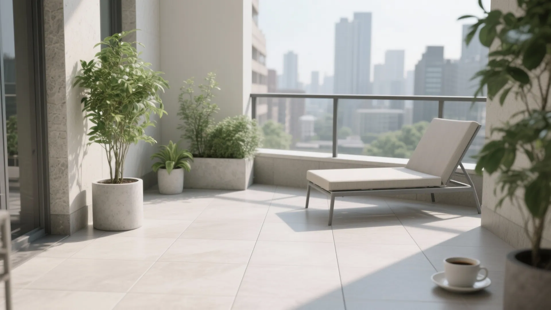 Minimalist slip‑resistant porcelain for all‑weather balconies