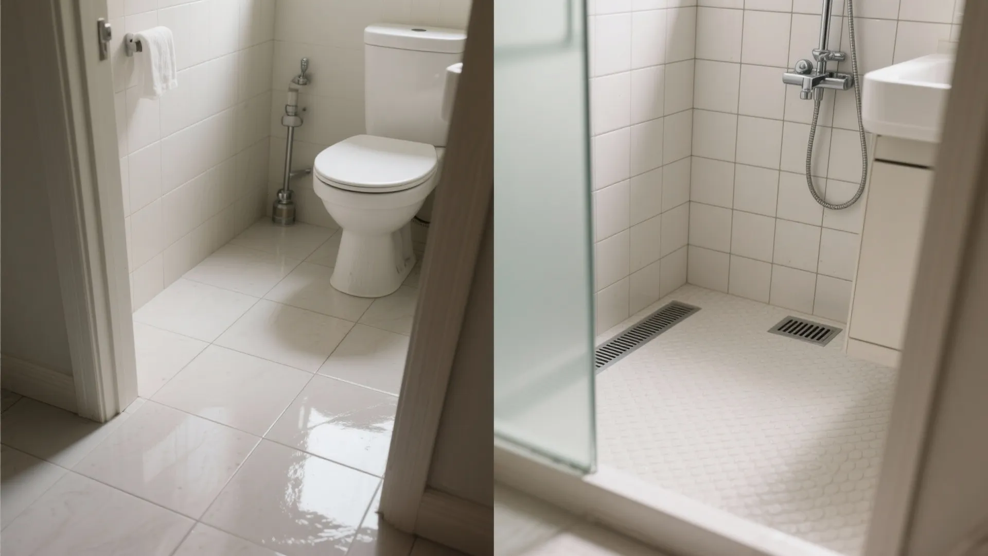 4) Textured, slip-resistant ceramic near wet zones