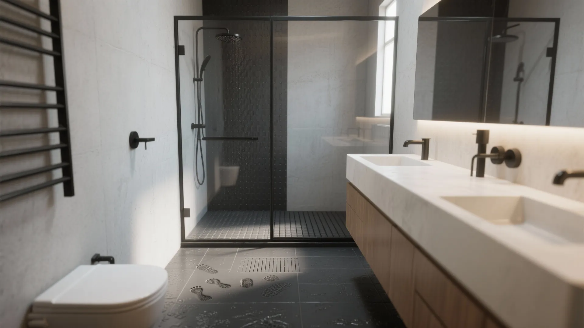 Textured, Slip-Resistant Rubber Tiles in Wet Zones