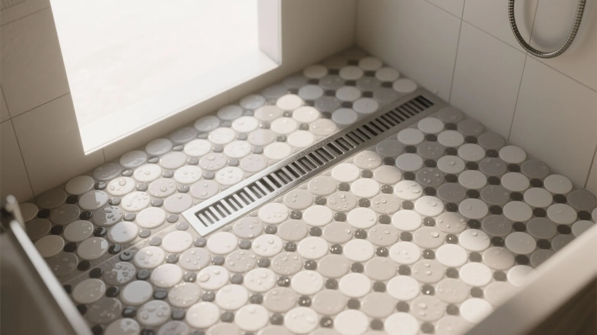 Slip-Resistant Shower Mosaic with Matte Finish