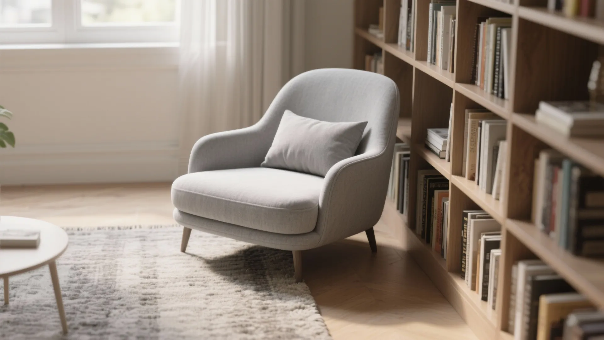 4. Compact slipper chair in dove gray — minimalist and cozy