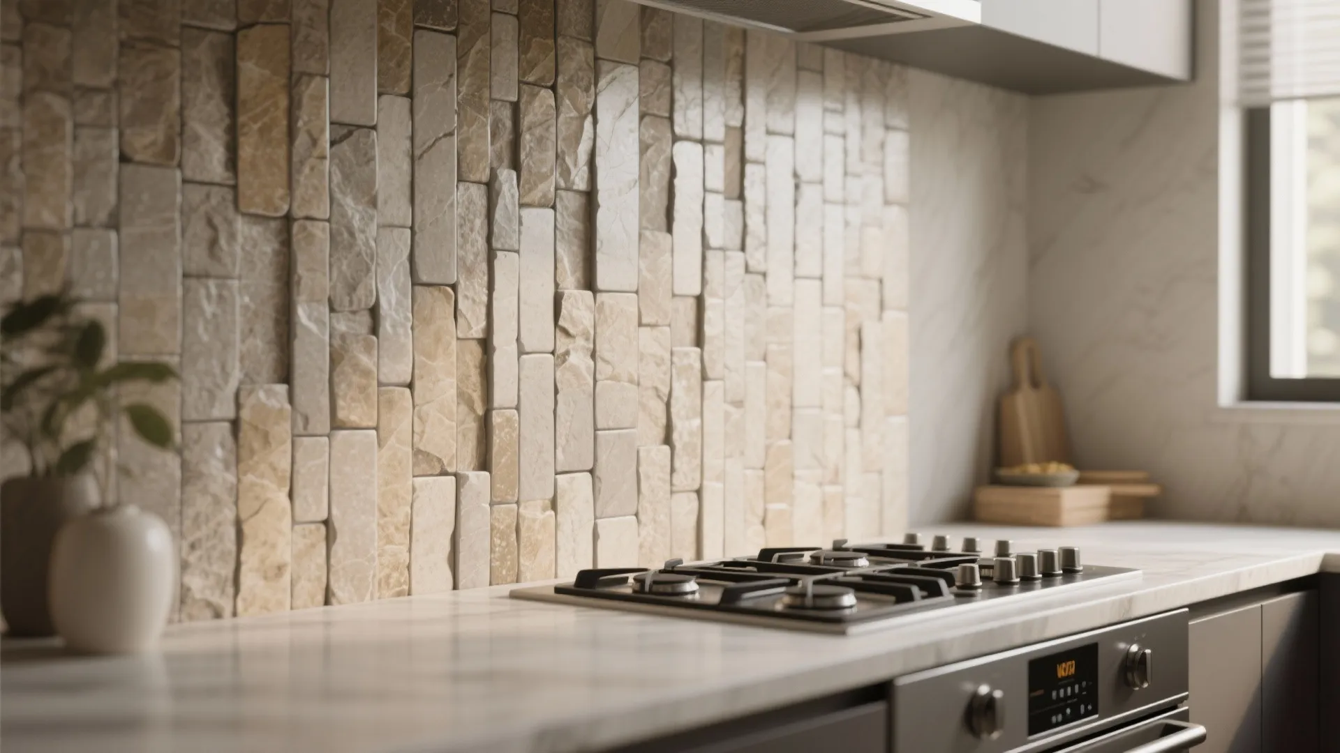 1. Thin Stone Sliver Tiles for Vertical Drama