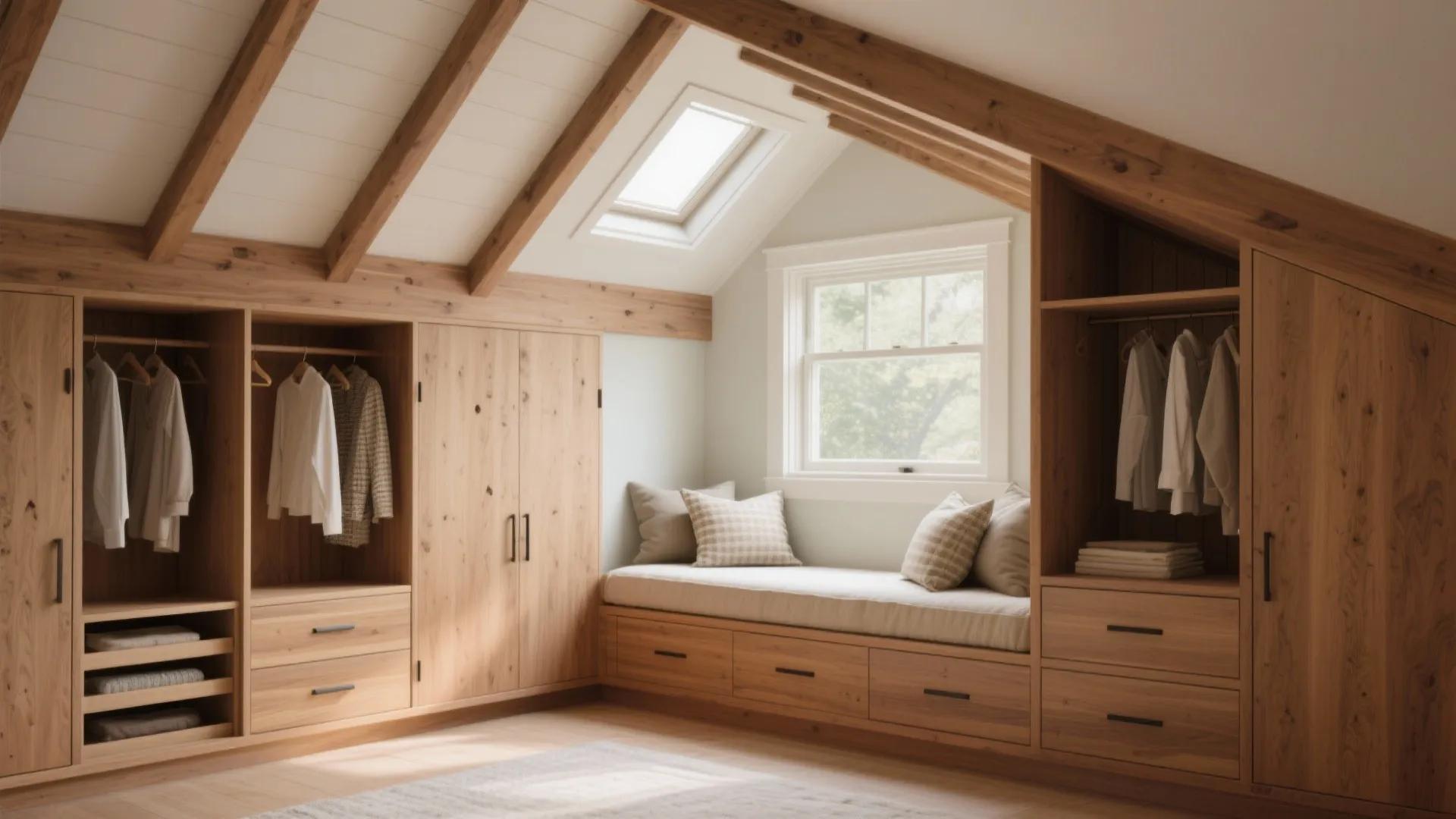 1. Turn the slope into built-in storage and a window seat