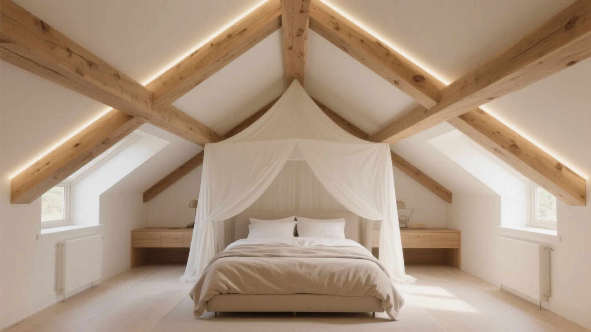 Exposed Beams on a Sloped Roofline