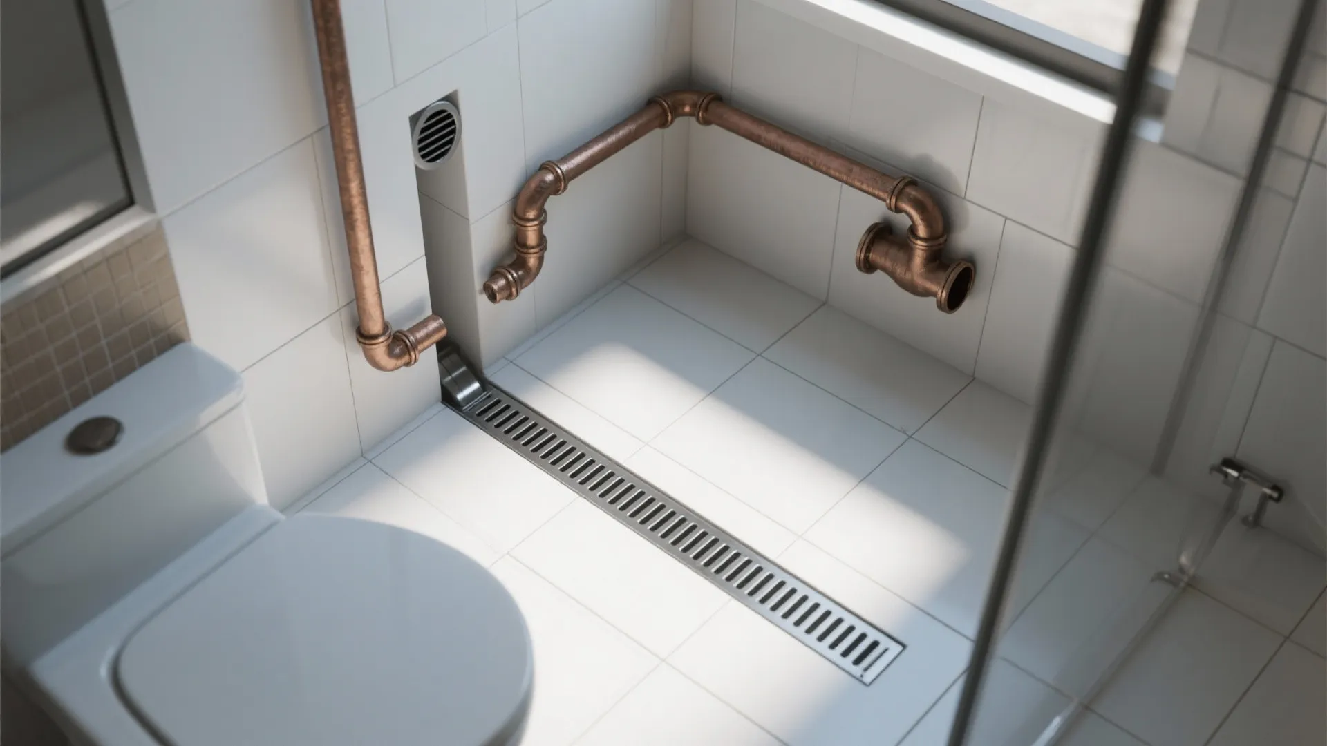 Code-smart slopes and vents for small baths