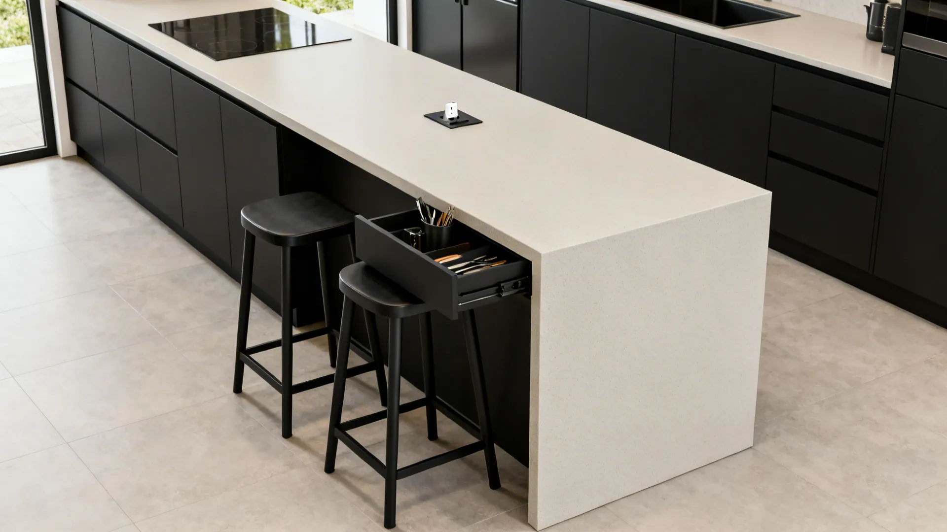 Slot-In Counter Extension on a Galley End