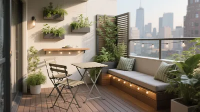 Cozy Balcony Oasis with City Views