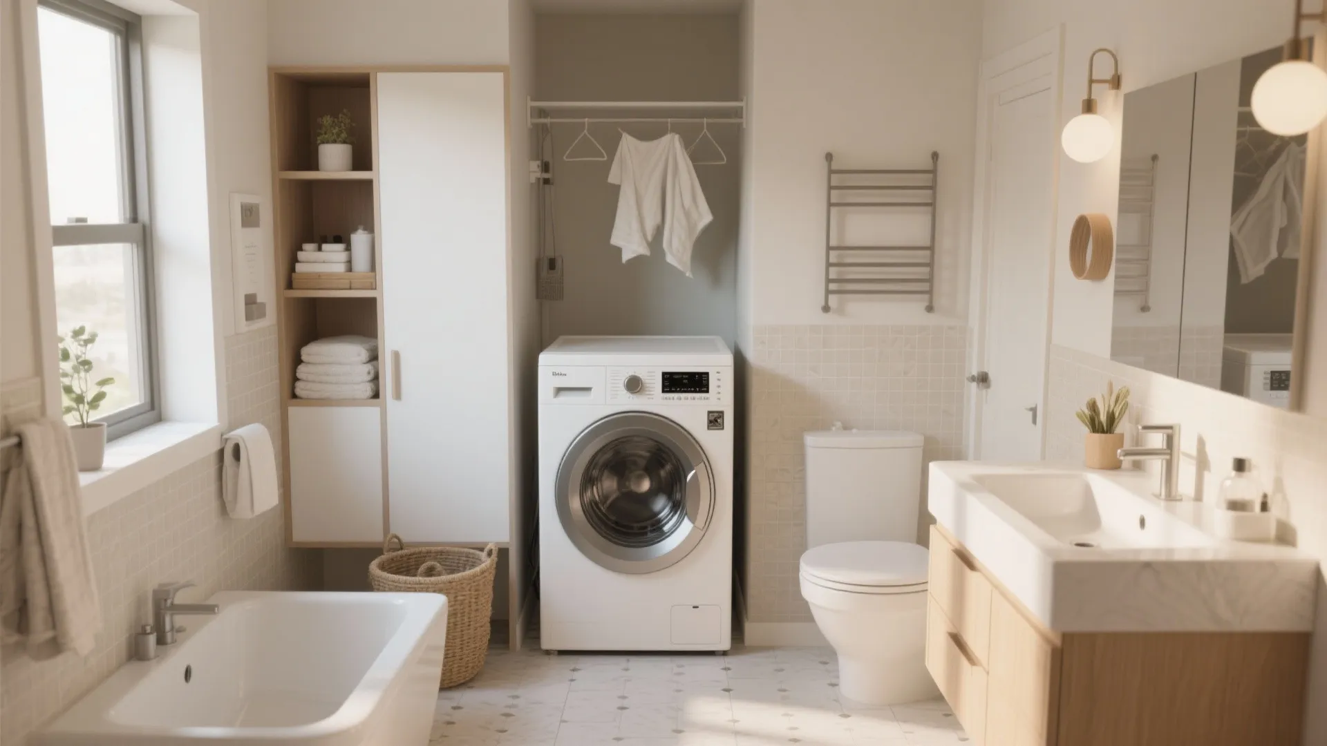 10 Clever Bathroom with Laundry Room Ideas: Small space, big style — my top 10 design inspirations for combining a bathroom with laundry.