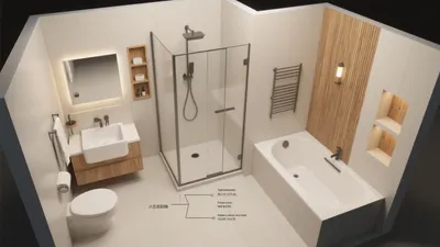 Modern Bathroom Design with Wood Accent Wall