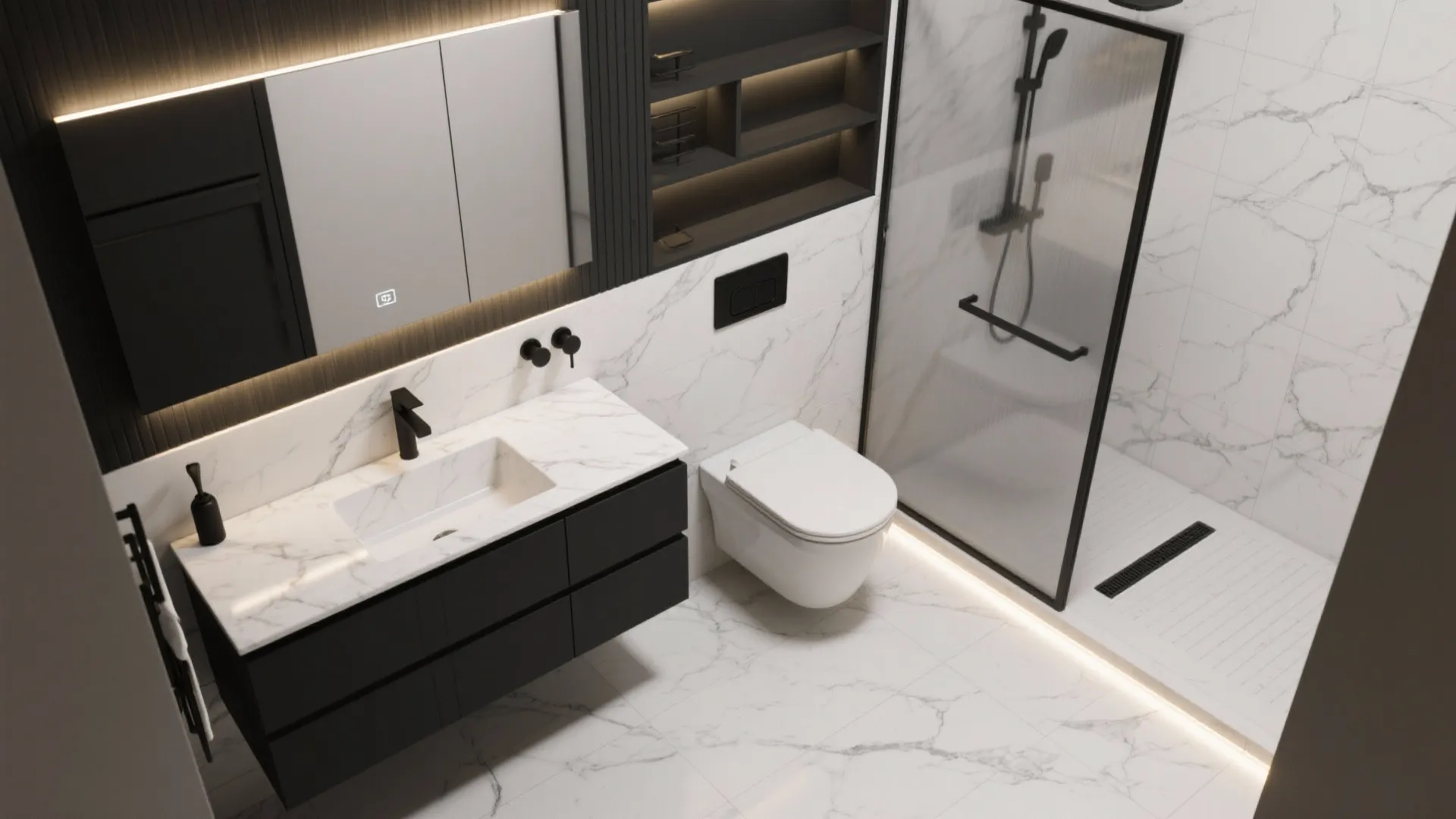 5) Space-Smart Layouts: Floating, Wall-Hung, and Light Lines