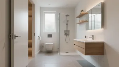 Modern Bathroom Design with Wood Accent