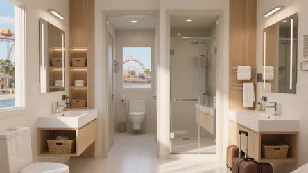 2 Bathroom Suites Near Disneyland – 5 Small-Space Design Ideas