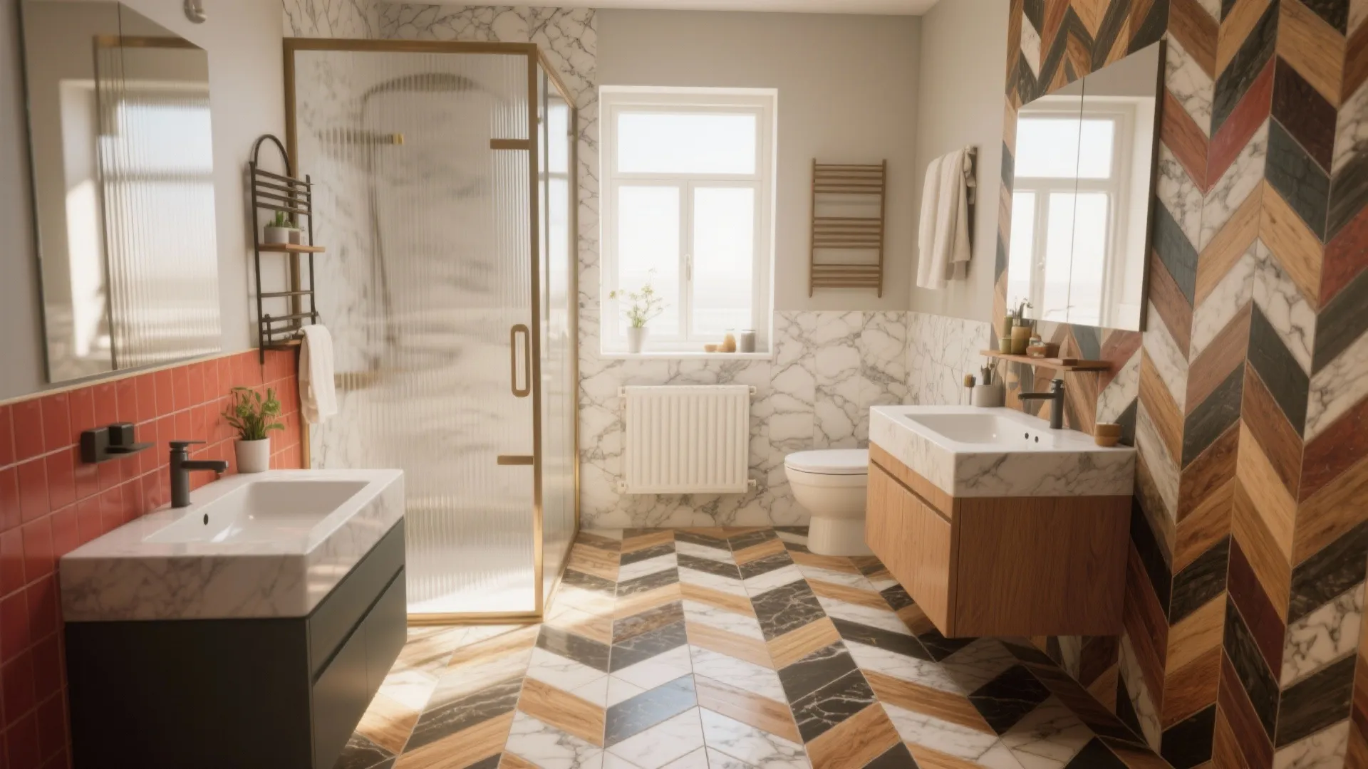 Small Bathroom Herringbone Tile Floor Ideas: Creative Ways to Use Herringbone Tiles in Small Bathrooms