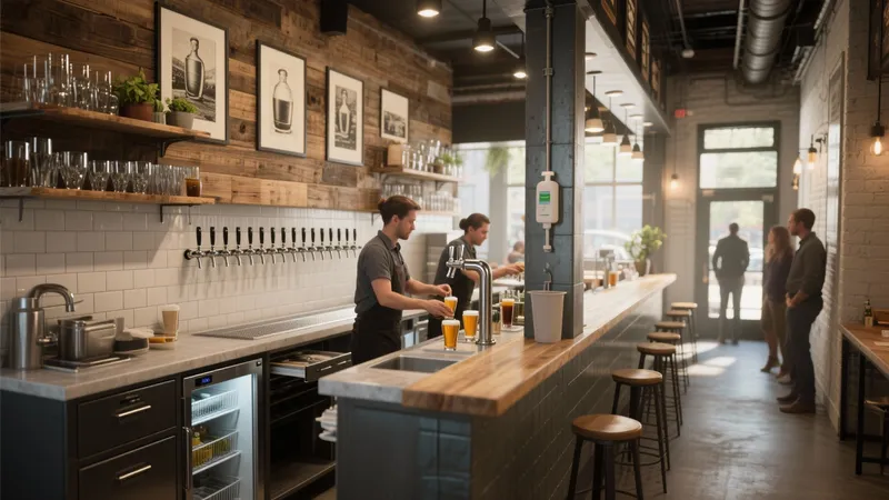 Industrial Bar Design with Wood and Brick Accents