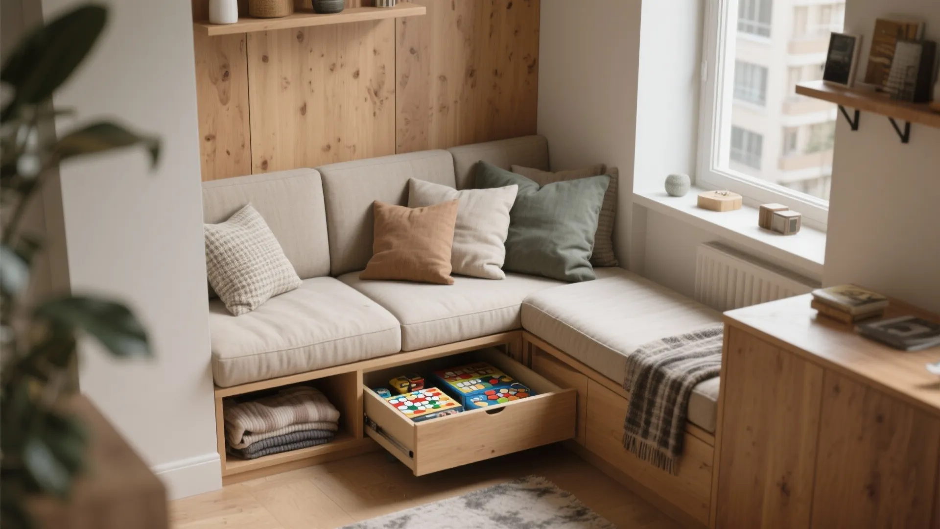 2. Built-In Bench Seating with Hidden Storage