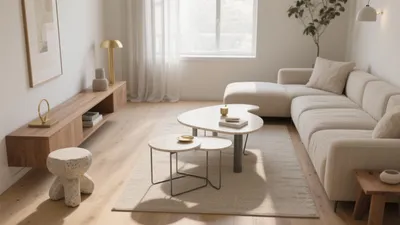 Serene Neutral Living Room with Modern Furniture