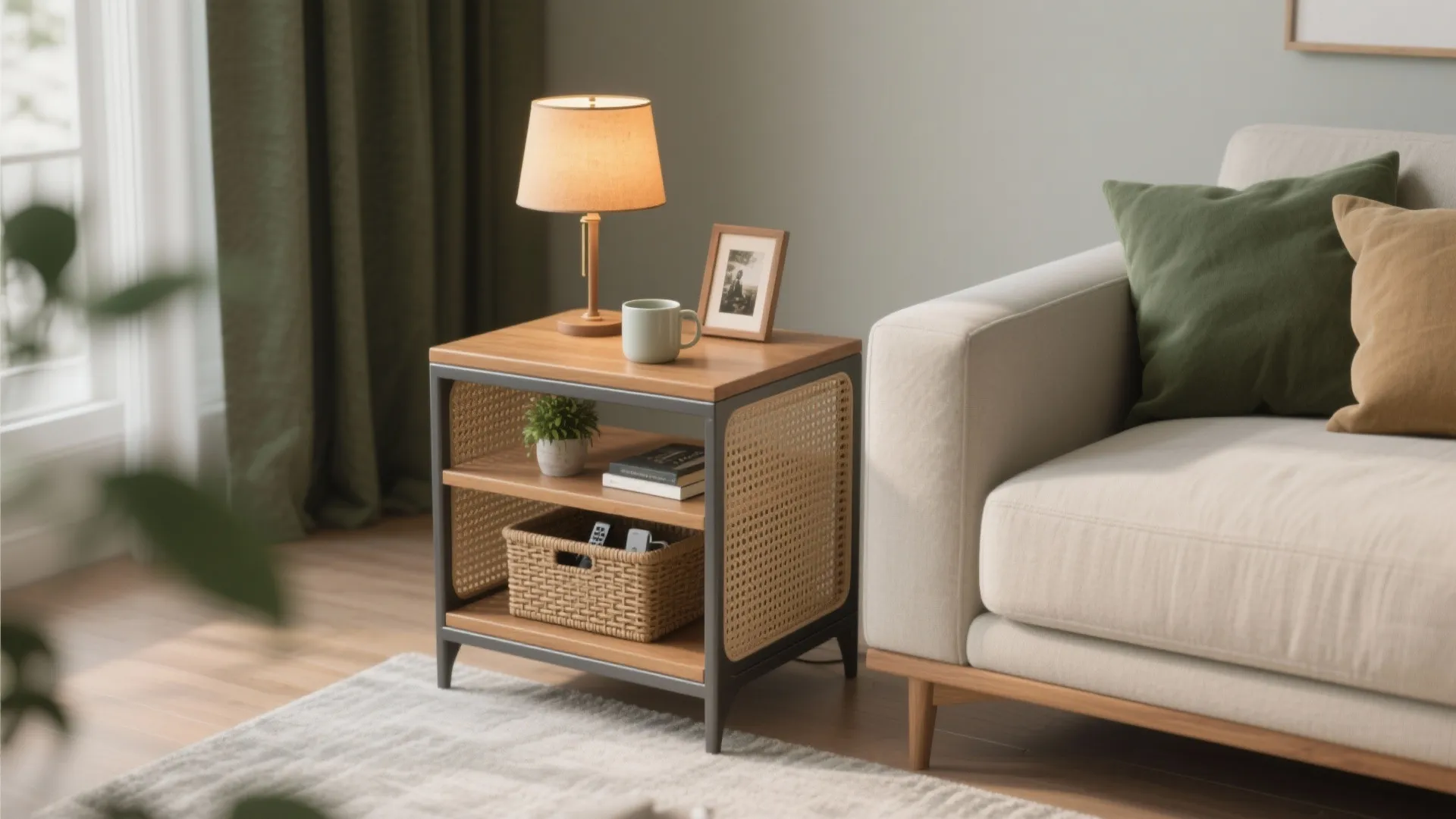 Small End Table with Shelves: Smart Space Solutions: 1 Minute to a More Organized, Stylish Living Area