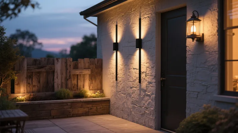 Modern Outdoor Entryway with Warm Lighting
