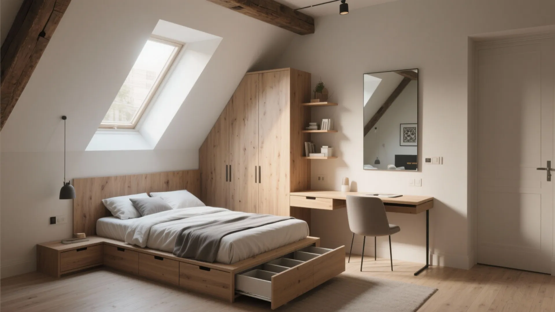 4. Small-space French Loft — maximizing light and multipurpose furniture
