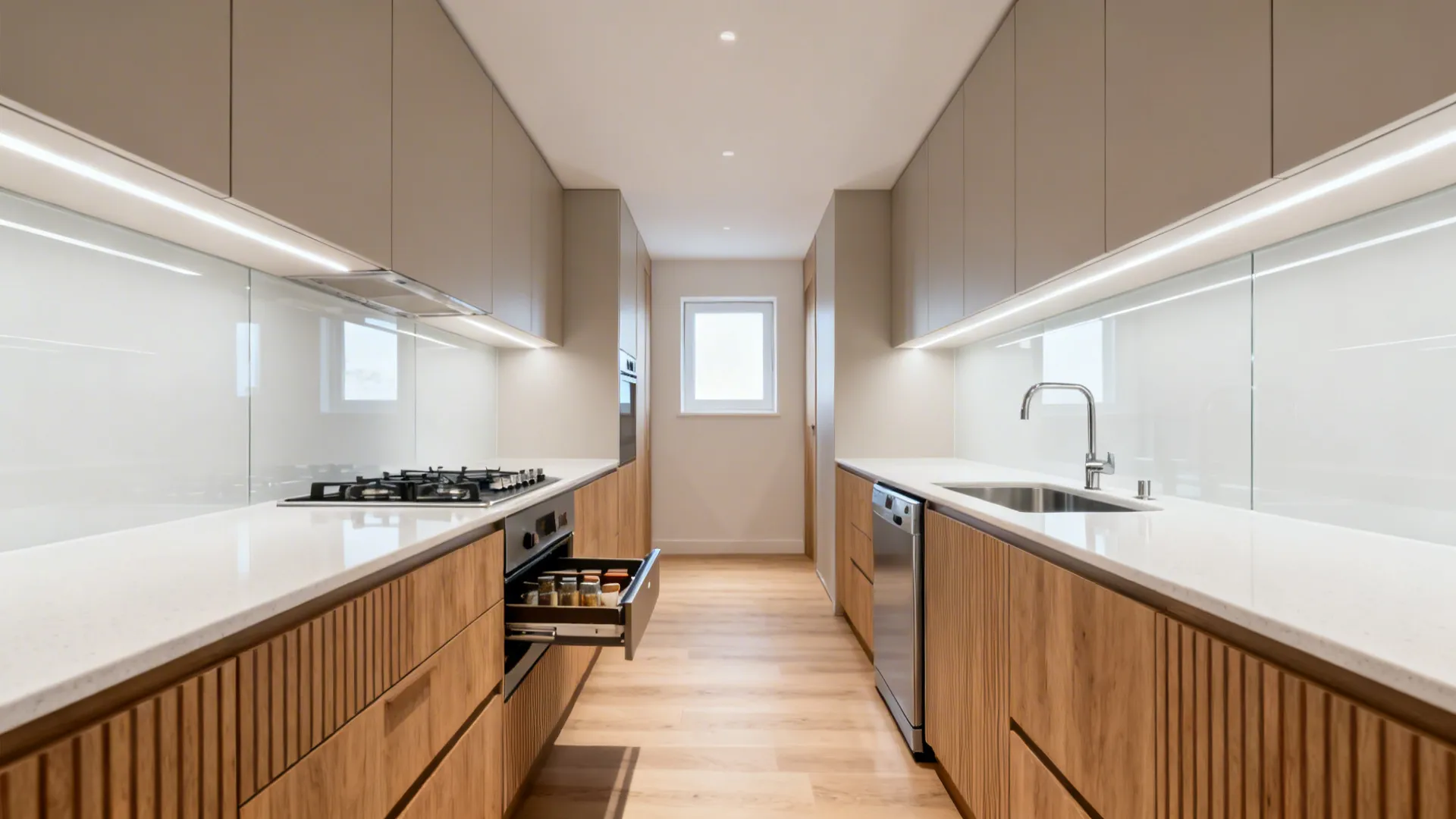 Parallel kitchen design for small space: 5 ideas