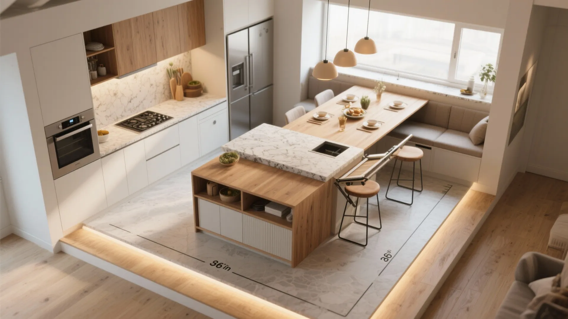 4. Multi-function islands and fold-away tables