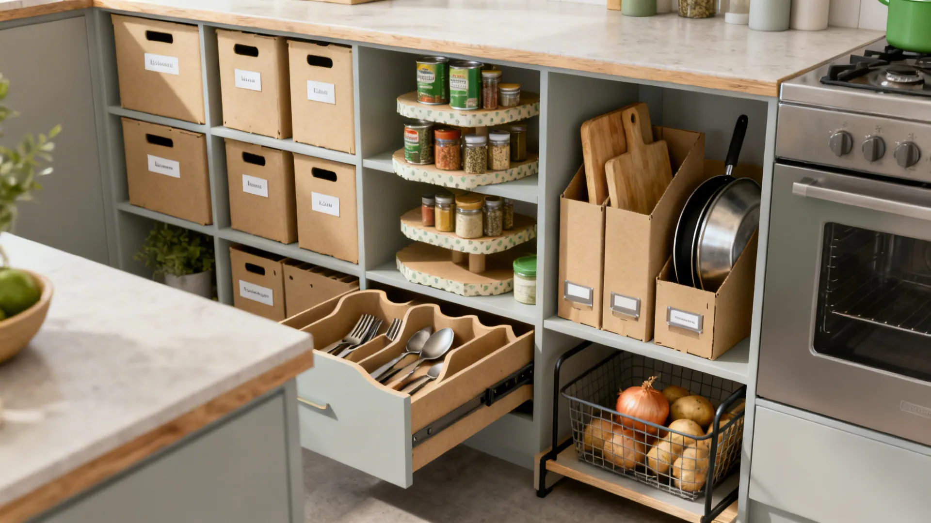 5 DIY Kitchen Storage Ideas with Cardboard Boxes: Small-space savvy: my tested, stylish, and budget-friendly cardboard box kitchen storage ideas