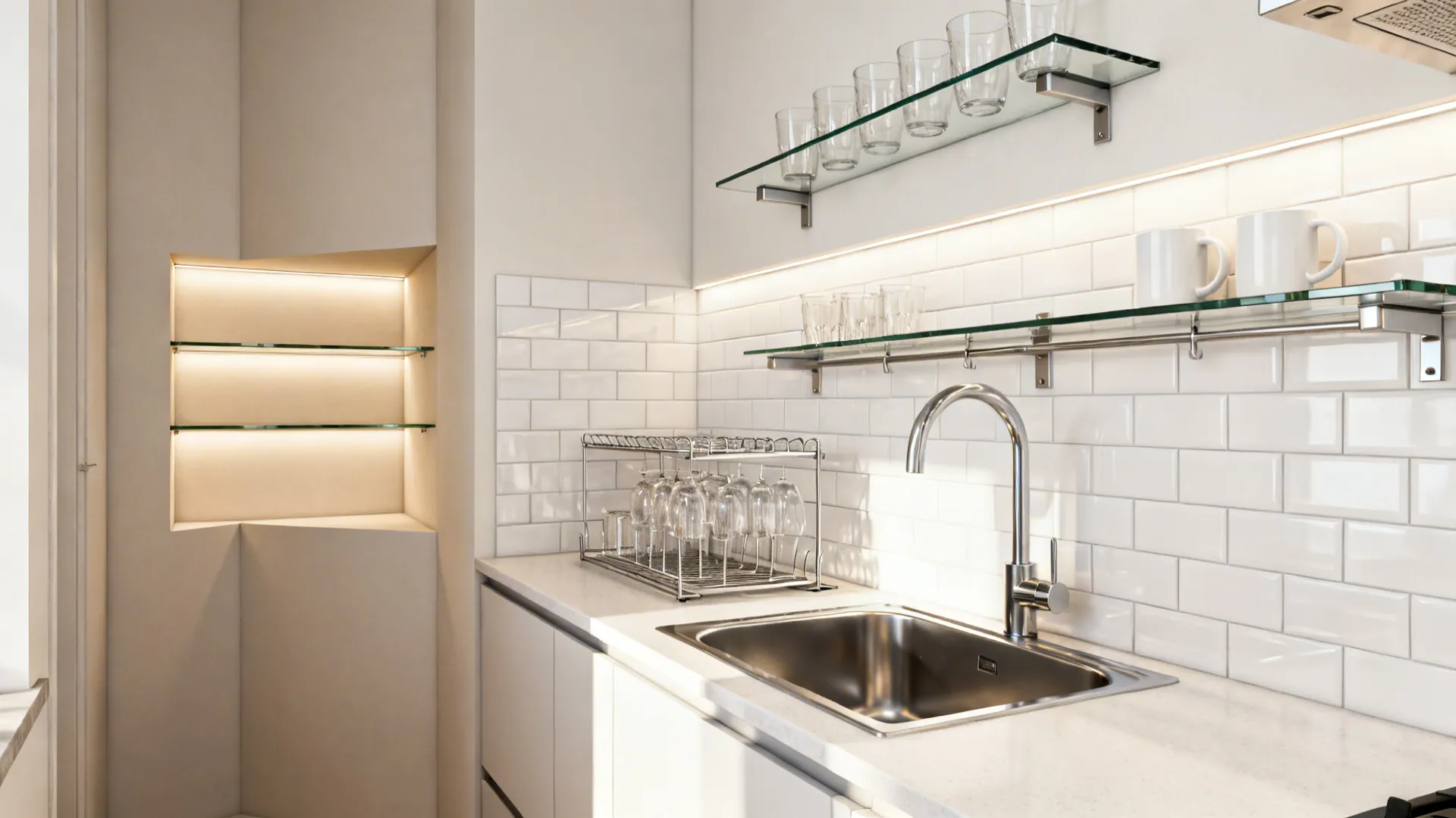 5 glass rack shelf ideas for small kitchens