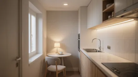 5 Small-Kitchen Design Ideas with Light, Lamp, Wallpaper