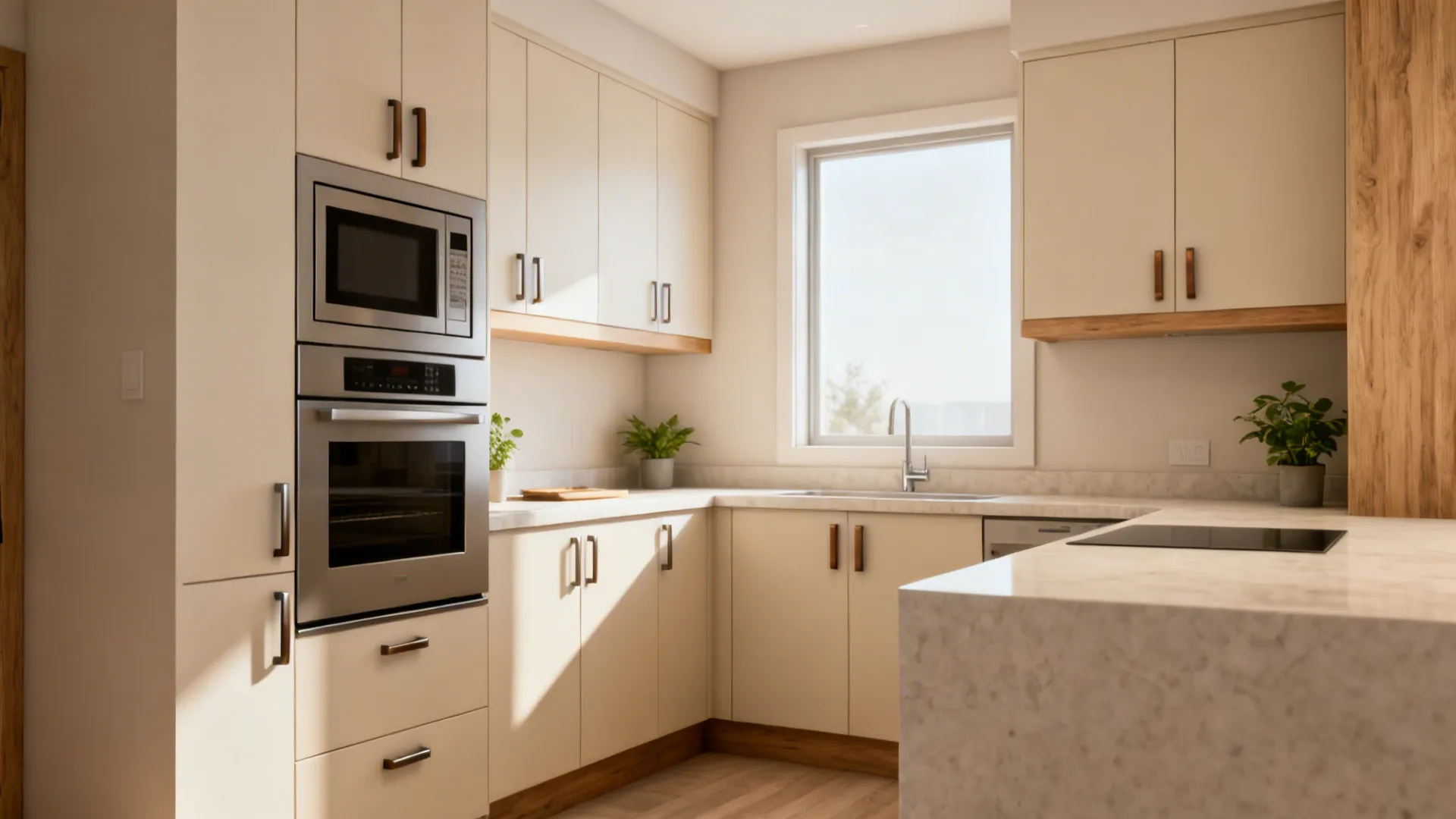 5 smart designs for keeping microwave and oven in a small kitchen